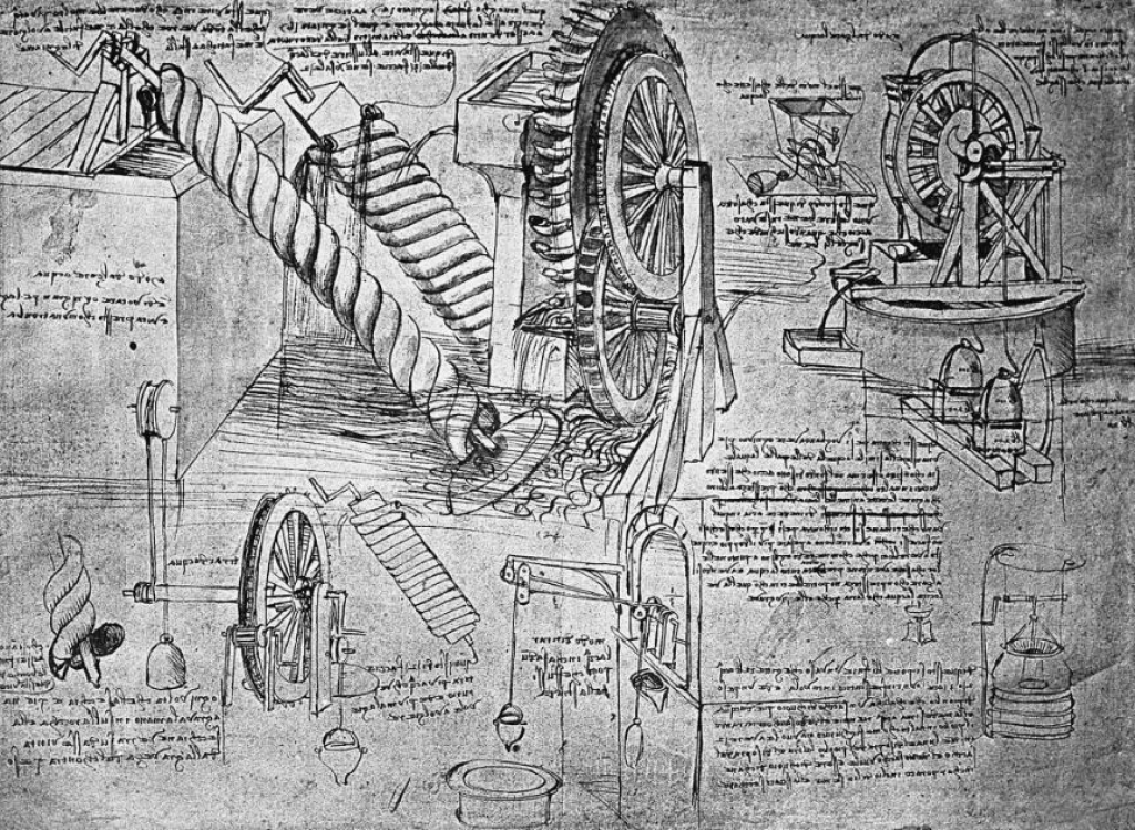 Macchina con ingranaggio ideata da Leonardo da Vinci
