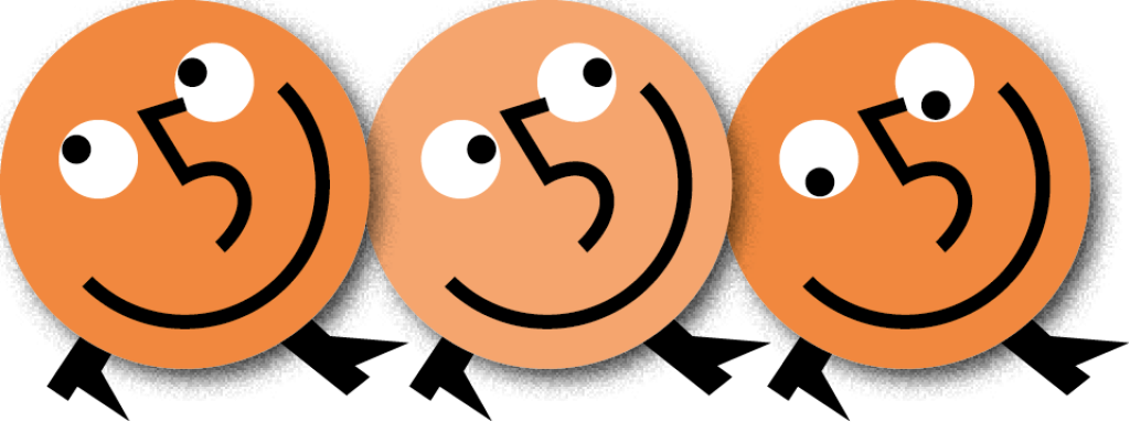 quatre smileys orange dansent côte à côte