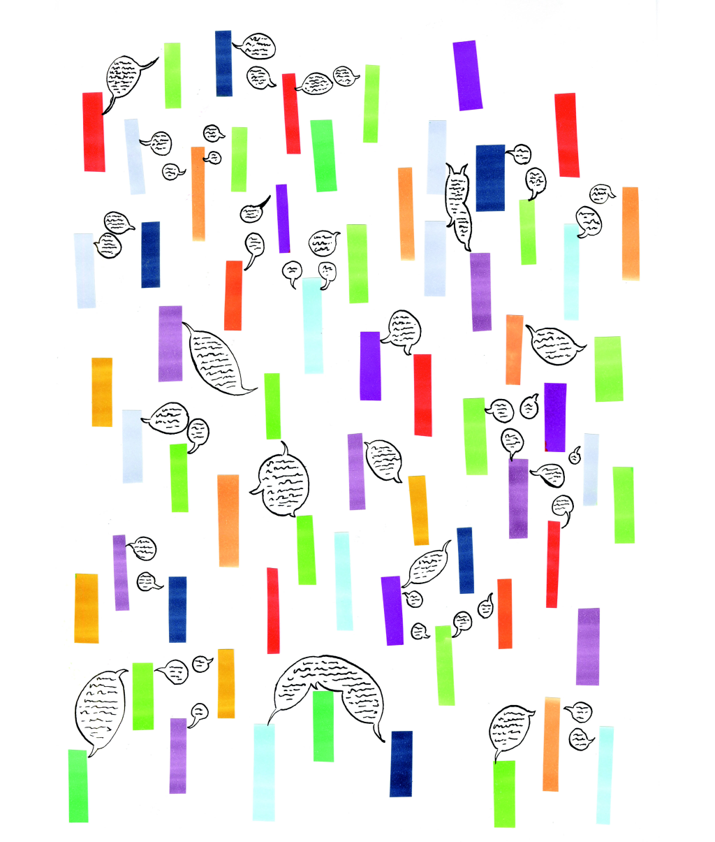 Blocs colorés avec bulles sur fond blanc