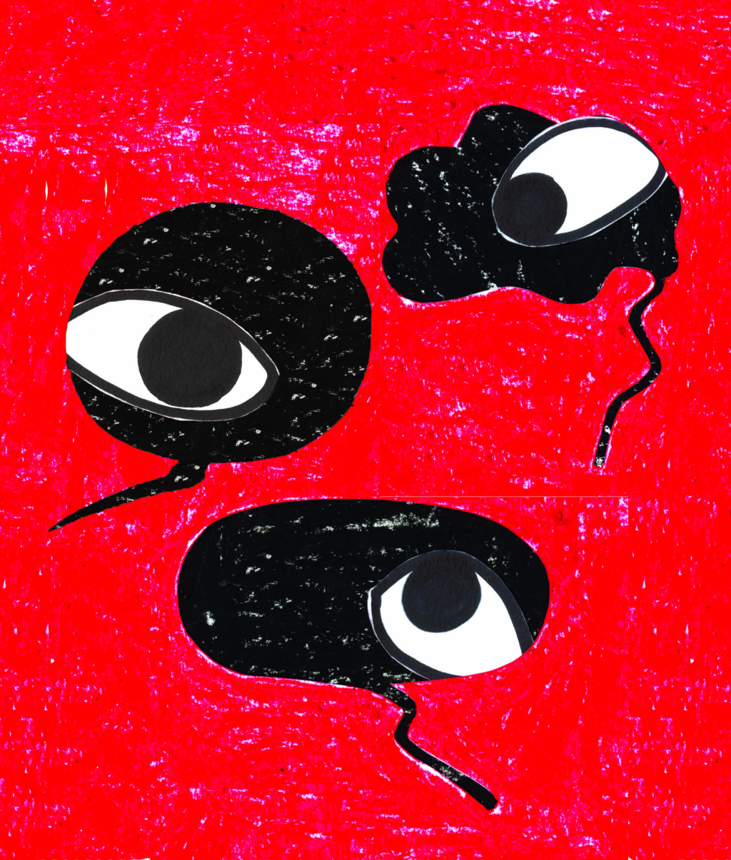 Une illustration de Tania Perez représentant trois yeux dans des bulles.